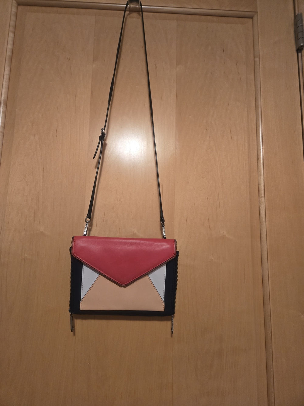Colorblock Envelope Crossbody Bag - Coral, Pink, White, Navy